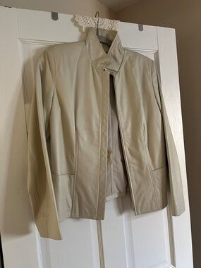 Kenneth Cole Light Cream Leather Jacket